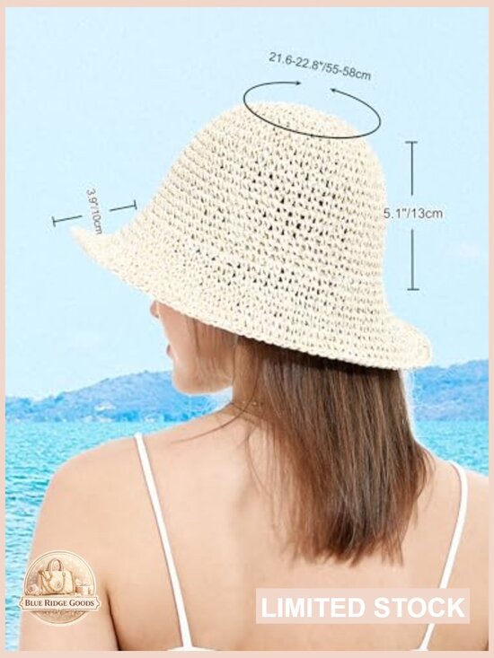 Hand Woven Straw Sun Hat Wide Brim Foldable Bucket Hat for Travel UV Protection main image 7